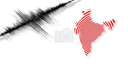 Photo for Seismic activity earthquake India map Richter scale - Royalty Free Image