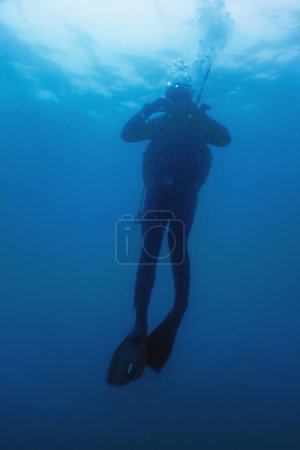 Téléchargez les photos : Plongée sous-marine Natation Eau bleue sous-marine, Espace de copie - en image libre de droit