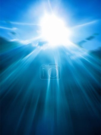 Téléchargez les photos : Lumière du soleil sous-marine à travers la surface de l'eau, fond sous-marin - en image libre de droit