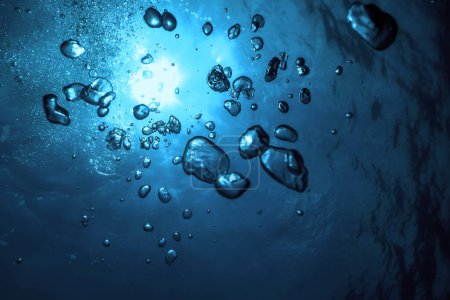 Underwater Air Bubbles Clean Blue Deep Ocean