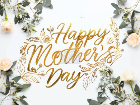 Lotus Love Comparte Amor y Paz con Mamá en el Día de las Madres con un Cartel Floral Tranquilo con Lotos Graciosos en un Fondo Blanco Calmante