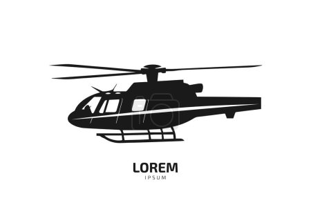 Ilustración de Silueta de una ilustración vectorial de helicóptero aislada sobre fondo blanco - Imagen libre de derechos