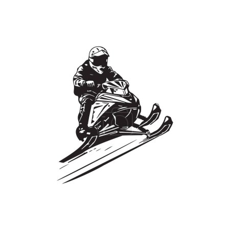 silhouette of person riding a snow motorbike, snowmobile logo