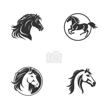 Illustration for Horse Icons Set Isolated On White Background and Vector Illustration - Royalty Free Image