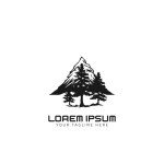 Forest logo vector, silhouette, Forest illustration, Mountains, tree or mountain design, Pine Trees