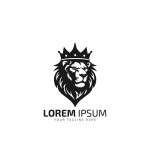 lion king aggressive logo icon vector silhouette with crown