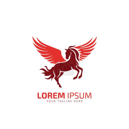 Illustration for Flying horse logo, flying horse icon, vector illustration colorful isolated red horse on white background. - Royalty Free Image