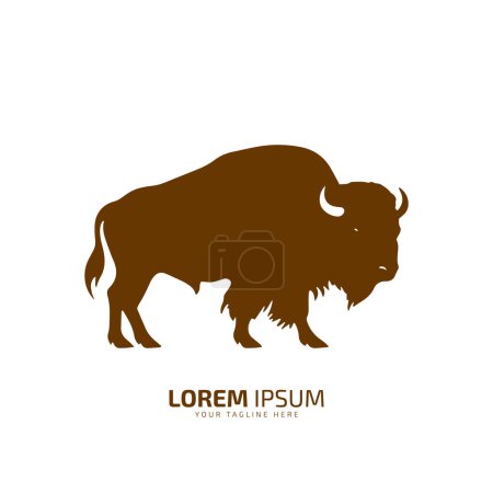 Illustration for Bull logo icon silhouette bison, ox logo symbol style bull vector illustration buffalo logo vector silhouette isolated. - Royalty Free Image