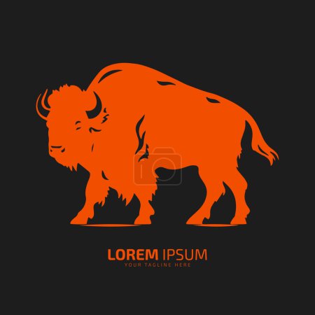 Bull logo icon silhouette bison, ox logo symbol style bull vector illustration buffalo logo vector isolated orange bull
