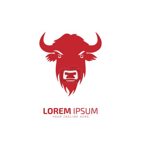 Illustration for Minimal and abstract logo of ox icon bull vector red bull silhouette isolated design art - Royalty Free Image