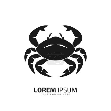 Téléchargez les illustrations : Logo minimal et abstrait de crabe icône crabe vecteur silhouette isolée design art sur fond blanc - en licence libre de droit