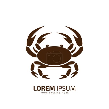 Téléchargez les illustrations : Logo minimal et abstrait de l'icône du crabe silhouette vectorielle du crabe - en licence libre de droit