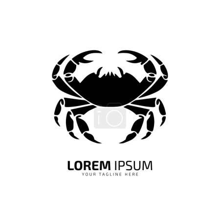 Téléchargez les illustrations : Logo minimal et abstrait de crabe icône crabe vecteur silhouette isolée design art modèle - en licence libre de droit