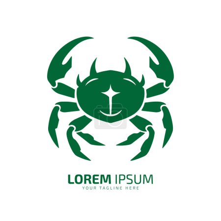 Téléchargez les illustrations : Logo minimal et abstrait de crabe icône crabe vecteur silhouette conception isolée - en licence libre de droit
