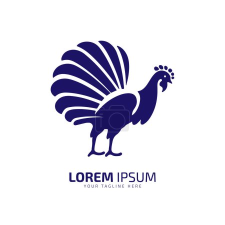 Ilustración de Logotipo minimalista y abstracto de la lista de iconos de pavo o silueta de vector de gallina arte de diseño aislado - Imagen libre de derechos