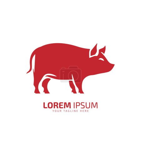Téléchargez les illustrations : Logo minimal et abstrait de l'icône de porc silhouette vectorielle de porc design isolé - en licence libre de droit