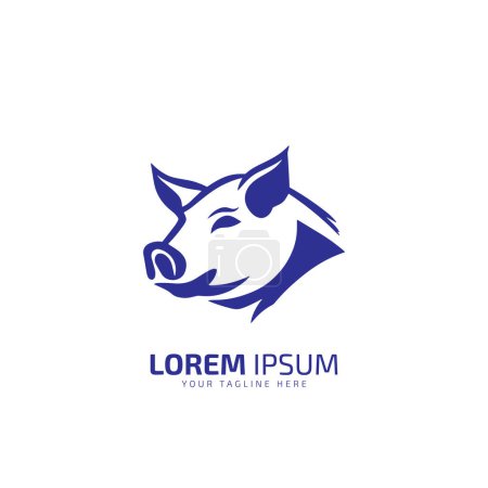 Téléchargez les illustrations : Logo minimal et abstrait de l'icône de porc silhouette vectorielle de bébé porc art design isolé - en licence libre de droit