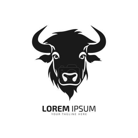 Illustration for Minimal and abstract logo of ox icon bull vector silhouette isolated design - Royalty Free Image