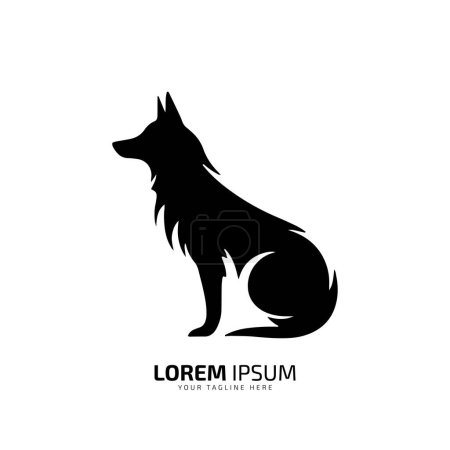 Illustration pour Minime et abstrait loup logo coyote icône chien silhouette chacal vecteur animal - image libre de droit