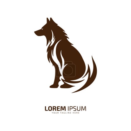Illustration pour Minime et abstrait logo loup coyote icône chien silhouette chacal vecteur logo simple - image libre de droit