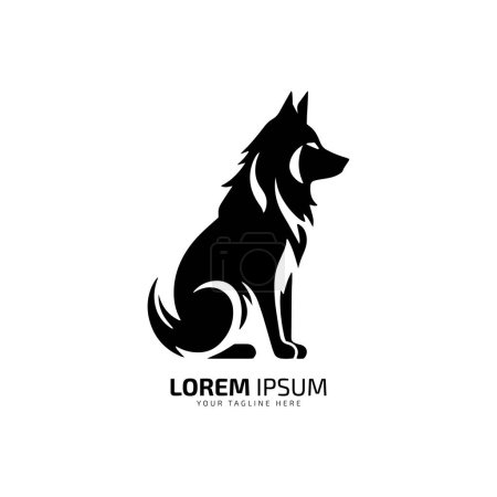 Illustration pour Minime et abstrait logo loup coyote icône chien silhouette chacal vecteur modèle - image libre de droit