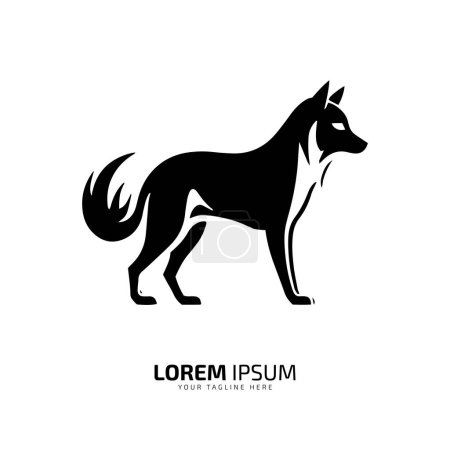Illustration pour Minime et abstrait logo loup coyote icône chien silhouette chacal vecteur sur fond blanc - image libre de droit
