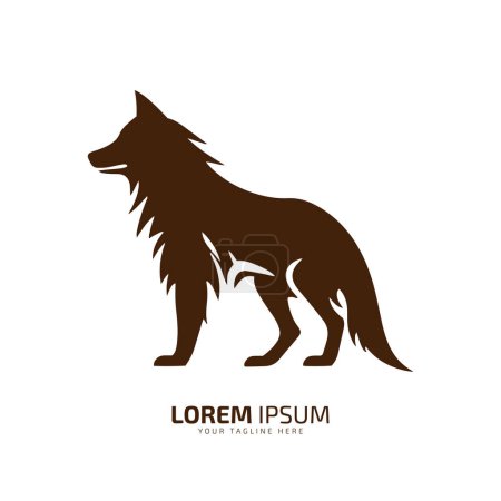Illustration pour Minime et abstrait logo loup coyote icône chien silhouette chacal vecteur sur fond clair - image libre de droit