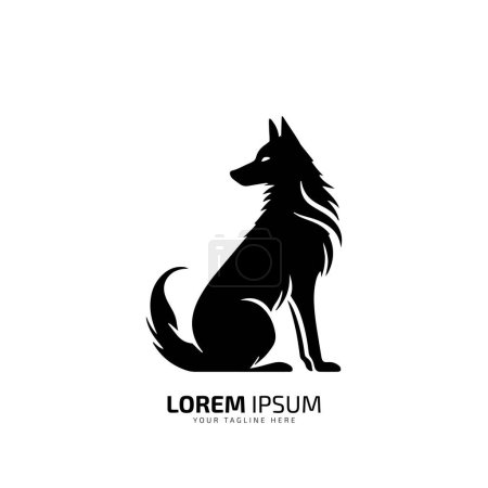 Illustration pour Une icône minime et abstraite logo loup coyote icône chien silhouette chacal vecteur - image libre de droit
