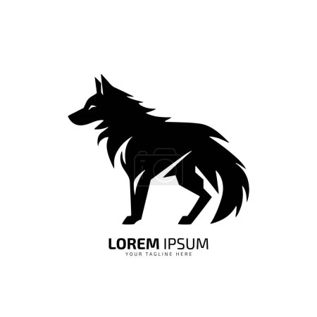 Illustration pour Un design minimaliste et abstrait logo loup coyote icône chien silhouette chacal vecteur - image libre de droit