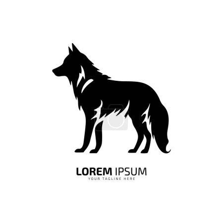 Illustration pour Un vecteur de logo minime et abstrait de loup coyote icône chien silhouette chacal vecteur - image libre de droit