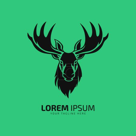 Illustration for Moose head logo fur icon deer silhouette vector isolated design - Royalty Free Image