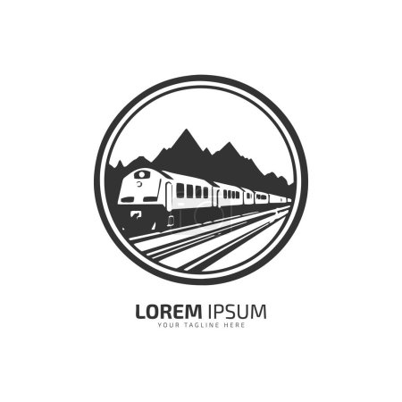 Minimal and abstract logo of train icon tram vector metro silhouette isolated design mountain train