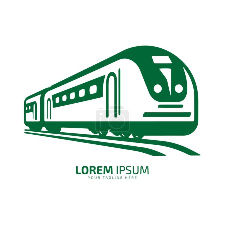 Illustration for Minimal and abstract logo of train icon tram vector metro silhouette isolated design green train - Royalty Free Image