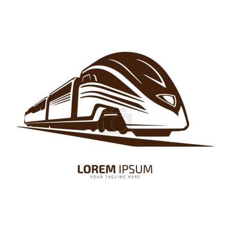 Illustration for Minimal and abstract logo of train icon tram vector metro silhouette isolated design brown tram - Royalty Free Image