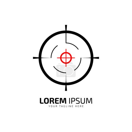 Ilustración de En el diseño objetivo Crosshair Bullseye Logo Signifying Precise Aim. Objetivo Alto icono logotipo vector ilustración silueta diseño aislado - Imagen libre de derechos