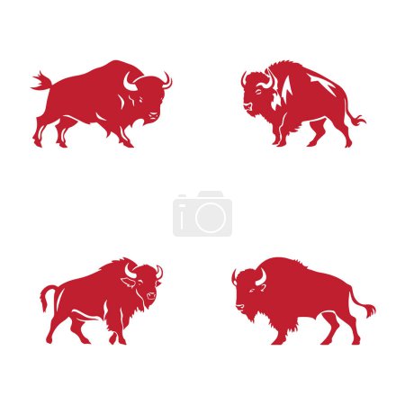 Illustration for Aggressive Bull Logo Icon Set. Premium Vector Design Illustration. Red Bull logo set on white background - Royalty Free Image