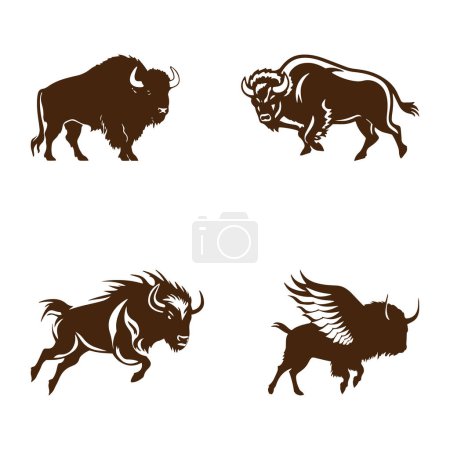 Illustration for Aggressive Bull Logo Icon Set. Premium Vector Design Illustration. brown Bull logo set on white background - Royalty Free Image