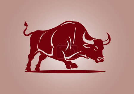 Illustration for Aggressive Bull Logo Icon. Premium Vector Design Illustration. Red Bull logo on background - Royalty Free Image