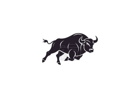 Illustration for Aggressive Bull Logo Icon. Premium Vector Design Illustration. black Bull logo on background - Royalty Free Image