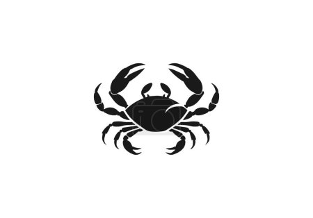 Téléchargez les illustrations : Logo de l'icône de crabe silhouette vectorielle design isolé - en licence libre de droit
