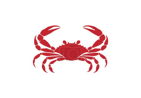 Téléchargez les illustrations : Logo de silhouette vectorielle icône crabe rouge design isolé - en licence libre de droit