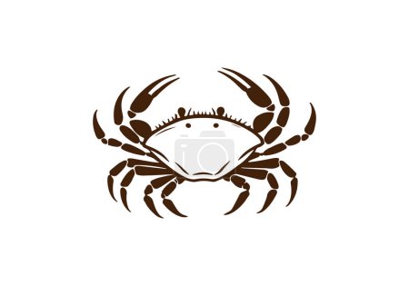 Téléchargez les illustrations : Logo de crabe icône vecteur silhouette isolée design fond blanc - en licence libre de droit