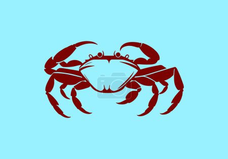 Téléchargez les illustrations : Logo de crabe icône vecteur silhouette isolée design fond bleu - en licence libre de droit
