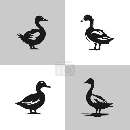 Illustration for Logo of ducks icon set isolated vector silhouette design - Royalty Free Image