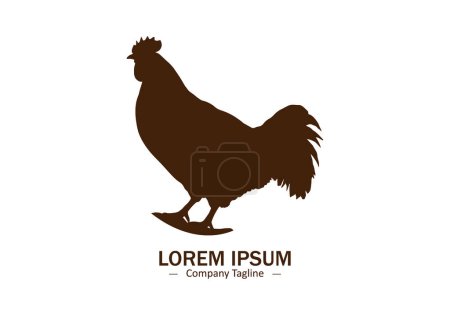 Silueta vectorial de icono de logotipo de gallina o gallo aislada sobre fondo blanco