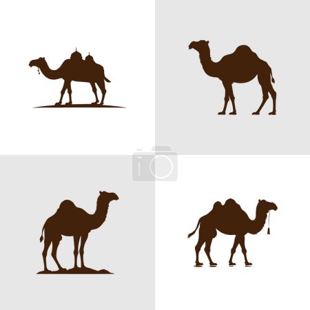 Logo of a camel set icon silhouette design on white background