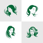 Set of Women silhouettes. Suitable for logo, emblem, pattern, typography etc. Isolated on white background. Vector illustration