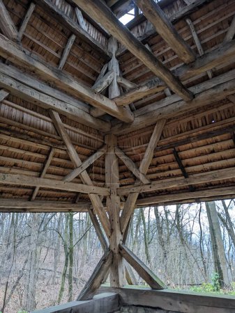 Foto de The open-air museum of traditional wooden architecture in the national park in Ukraine, wooden architecture view - Imagen libre de derechos
