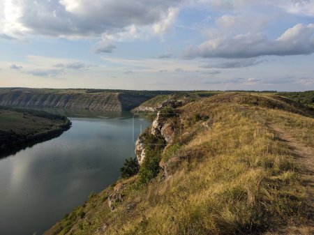 Picturesque landscape of the Dniester river, Bakota, Ukraine