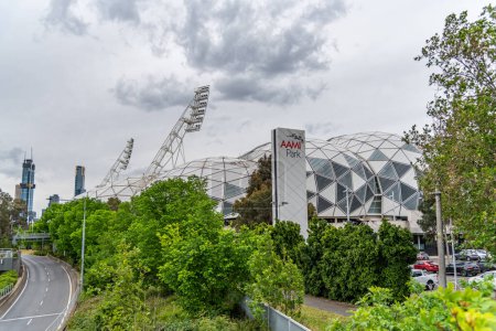 Foto de Melbourne, Victoria / Australia - 06 / 11 / 2019 AAMI Park es el estadio más importante de Melbourne y el hogar de Melbourne Storm, Victory, Melbourne City y Rebels. - Imagen libre de derechos